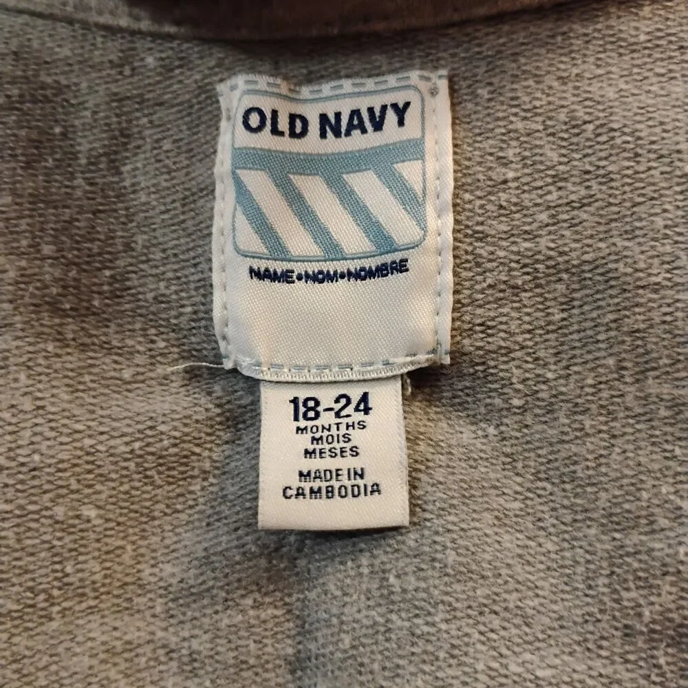 18-24m Toddler Old Navy Hoodie Gray Zip Up